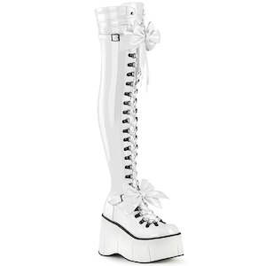 Alternative Thigh High Boots: KERA-303 White Stretch Patent
