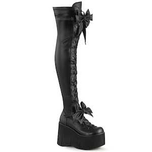 Alternative Thigh High Boots: KERA-303 Black Stretch Vegan Leather