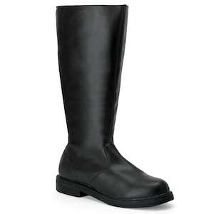 Pole Dance Knee Boots: CAPTAIN-100 Black Pu