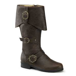 Pole Dance Knee Boots: CARRIBEAN-299 Brown Distressed Pu