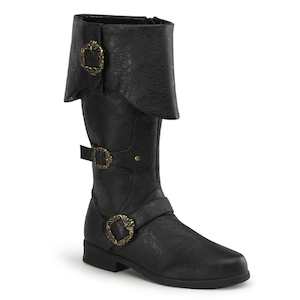 Pole Dance Knee Boots: CARRIBEAN-299 Black Distressed Pu