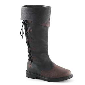 Pole Dance Knee Boots: CAPTAIN-110 Black-Brown Distressed Pu