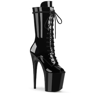 Pole Dance Mid Calf Boots: FLAMINGO-1051 Black Patent/Black