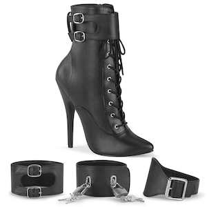Fetish Boots: DOMINA-1023 Black Faux Leather