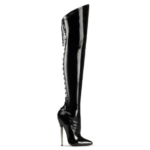 Fetish Boots: DAGGER-3060 Black Stretch Patent