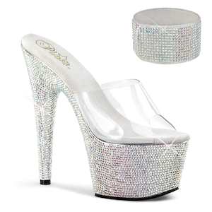Pole Dance Slides: BEJEWELED-712RS Clear/Silver Multi Rhinestones