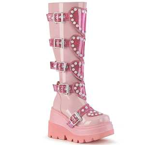 Alternative Knee High Boots: SHAKER-210 Baby Pink Patent