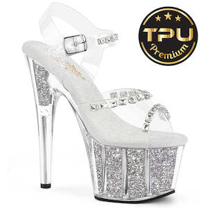 ADORE-708PREM-STNG Clear TPU/Silver Glitter Ins