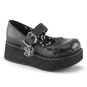 Alternative Flats Flatforms Sneakers: SPRITE-05 Black Vegan Leather-Black Patent