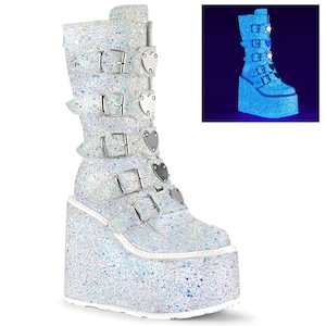 Alternative Mid Calf Boots: SWING-230G White Multi Glitter