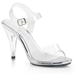 Low No Platform Clear Heels: CARESS-408 Clear/Clear