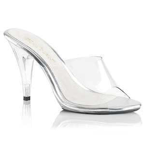 Low No Platform Clear Heels: CARESS-401 Clear/Clear