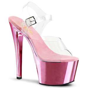 Wbff Competition Shoes: SKY-308 Clear/Baby Pink Chrome