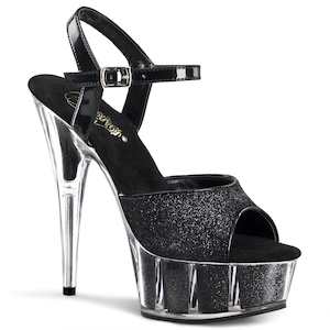 Wbff Competition Shoes: DELIGHT-609-5G Black Glitter/Black Glitter