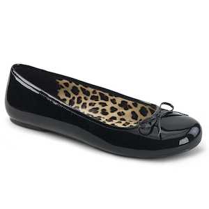 Plus Size Ballet Flats: ANNA-01 Black Patent
