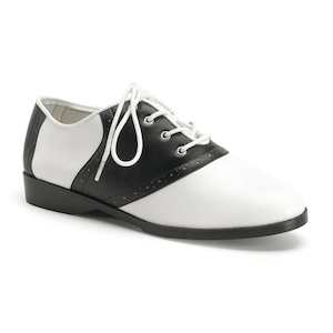 Gansters Retro Costume Shoes: SADDLE-50 Black-White Pu