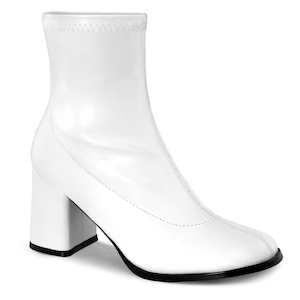 Gansters Retro Costume Shoes: GOGO-150 White Stretch Pu