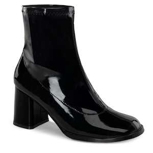 Gansters Retro Costume Shoes: GOGO-150 Black Stretch Patent