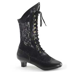 Retro Boots: DAME-115 Black Pu-Lace