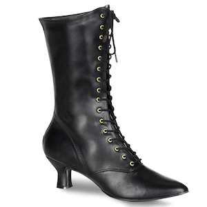 Retro Boots: VICTORIAN-120 Black Pu