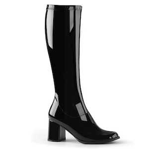 Retro Boots: GOGO-300 Black Stretch Patent