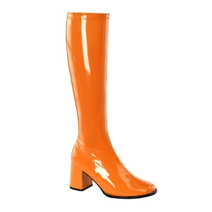 Retro Boots: GOGO-300 Orange Stretch Patent