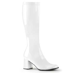 Retro Boots: GOGO-300 White Stretch Patent