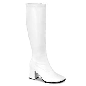 Retro Boots: GOGO-300WC White Stretch Pu