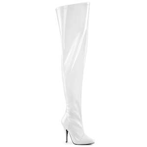 Wide Fit Shoes And Wide Calf Boots: SEDUCE-3000WC White Stretch Patent