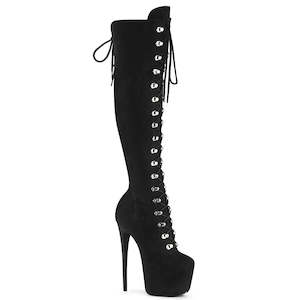 JUBILANT-3012FS Black Faux Suede Platform Shoes