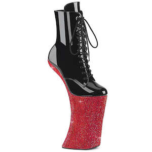 FORBIDDEN-1020BEJ Black Pat/Red RS Platform Shoes
