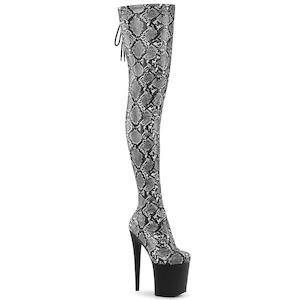 Clothing And Accessories: FLAMINGO-3008SP-Boot Grey-Black Snake Print/Black Matte