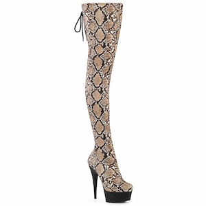 Clothing And Accessories: DELIGHT-3008SP-Boot Tan-Brown Snake Print/Black Matte
