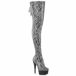 Clothing And Accessories: DELIGHT-3008SP-Boot Grey-Black Snake Print/Black Matte