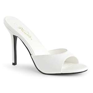 Mules: CLASSIQUE-01 White Kid Pu