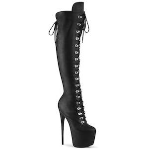 JUBILANT-3012 Black Stretch Faux Leather Platform Shoes