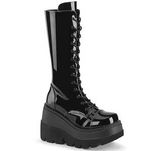 Alternative Mid Calf Boots: SHAKER-72 Black Patent