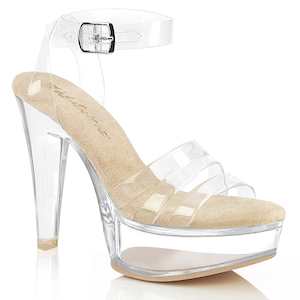 Womens Platform Heels: MARTINI-505 Clear-Cream/Clear