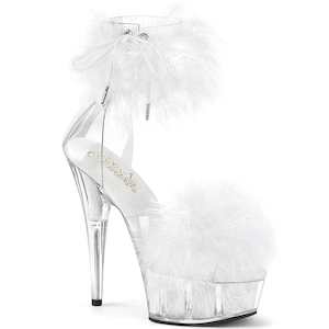 Womens Platform Heels: DELIGHT-624F Clear-White Fur/M
