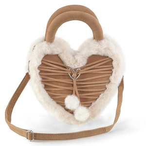 Demonia Handbags And Accessories: HB-631 CAMEL FAUX SUEDE-FAUX FUR
