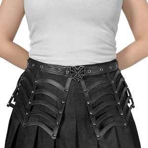 Demonia Handbags And Accessories: DA-315 Black Faux Leather Spiderweb Cut Out Belt