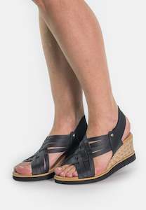 Pinaz: 1504/5-Wedged dress sandal with elasticated back strap and rope sole detail