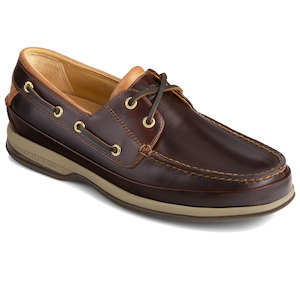 Sperry: GOLD CUP-Brown leather boat shoes with gold eyelets