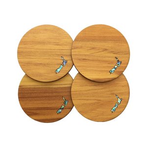 Coasters: New Zealand Paua Rimu Coaster Set