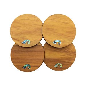 Paua Koru Rimu Coaster Set