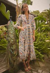 OnceWas Alexis Silk Cotton Midi Dress - Petinos Floros