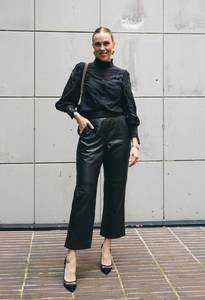 Once Was: OnceWas Montoya Leather Straight Leg Pant - Onyx