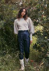 Once Was: OnceWas Grove High Waist Leather Pant - Midnight