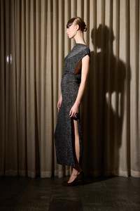 Knuefermann Mykie Silver & Black Lurex Dress Herringbone