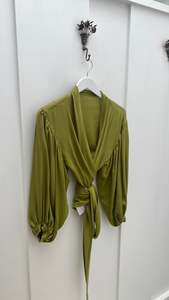 Pearl Romeo Wrap Top - Gecko